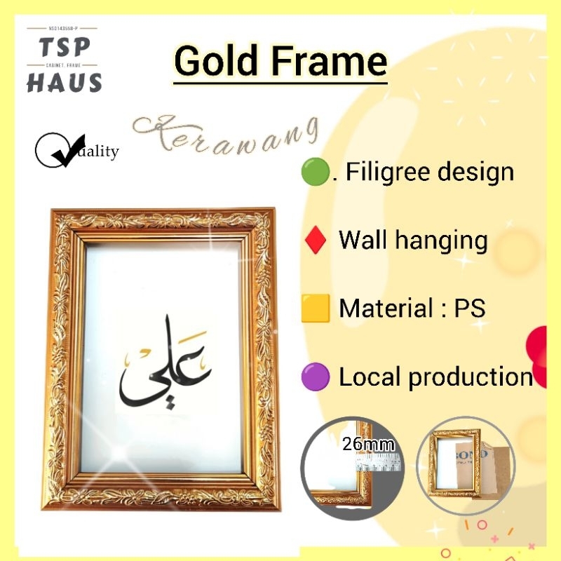 6R/8R/10R/11R/12R/A3/A4 Gold PS Photo Frame Wall hanging Bingkai Gambar Emas Gantung Dinding family wedding certificate