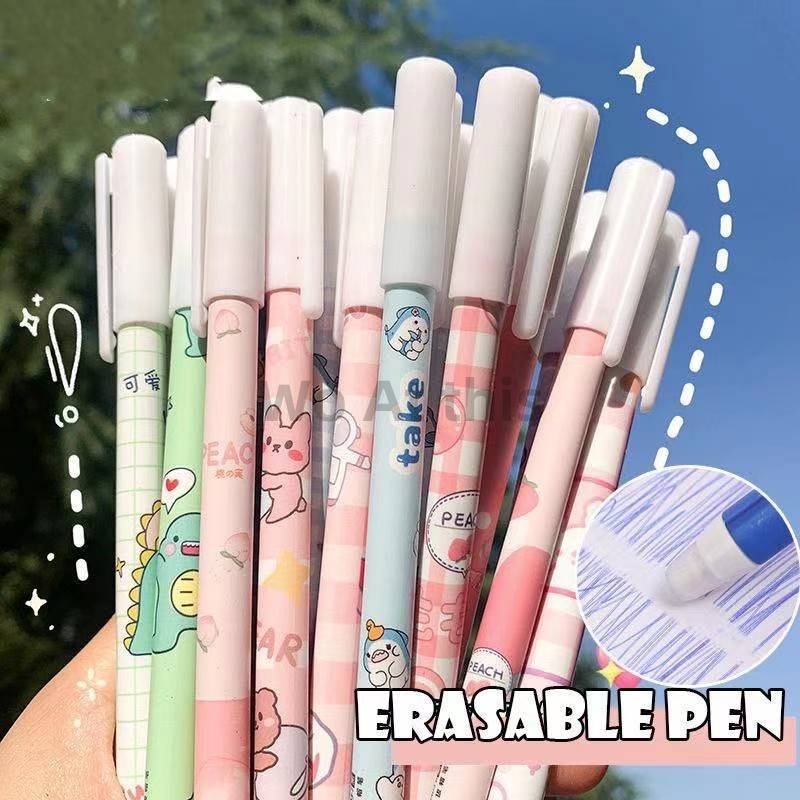 1PC 0.5mm Erasable Pen Cute Gel Pen Blue Ink Cartoon Student Magic Eraser School Supplies Stationery