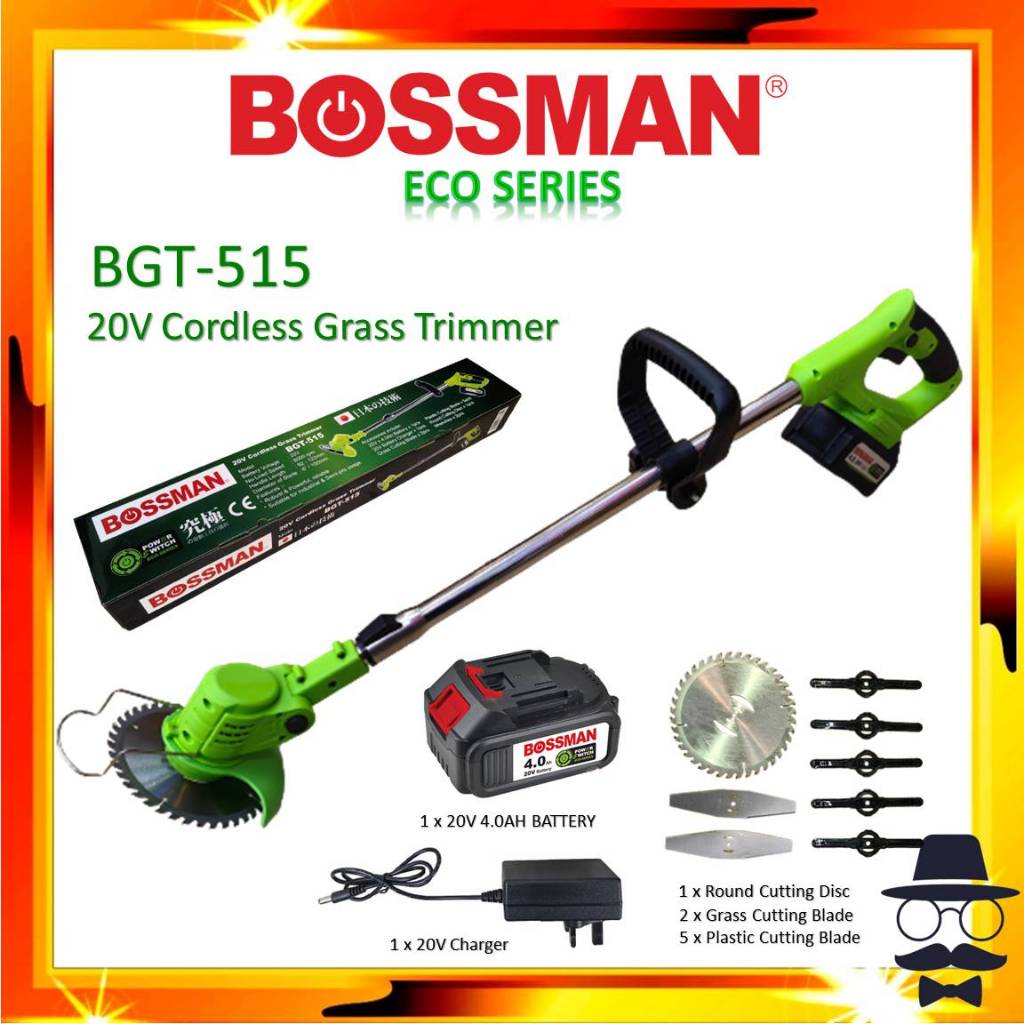 BOSSMAN BGT515 Cordless Grass Trimmer 20v / Mesin potong rumput tanpa wayar Mesin rumput bateri BGT 515