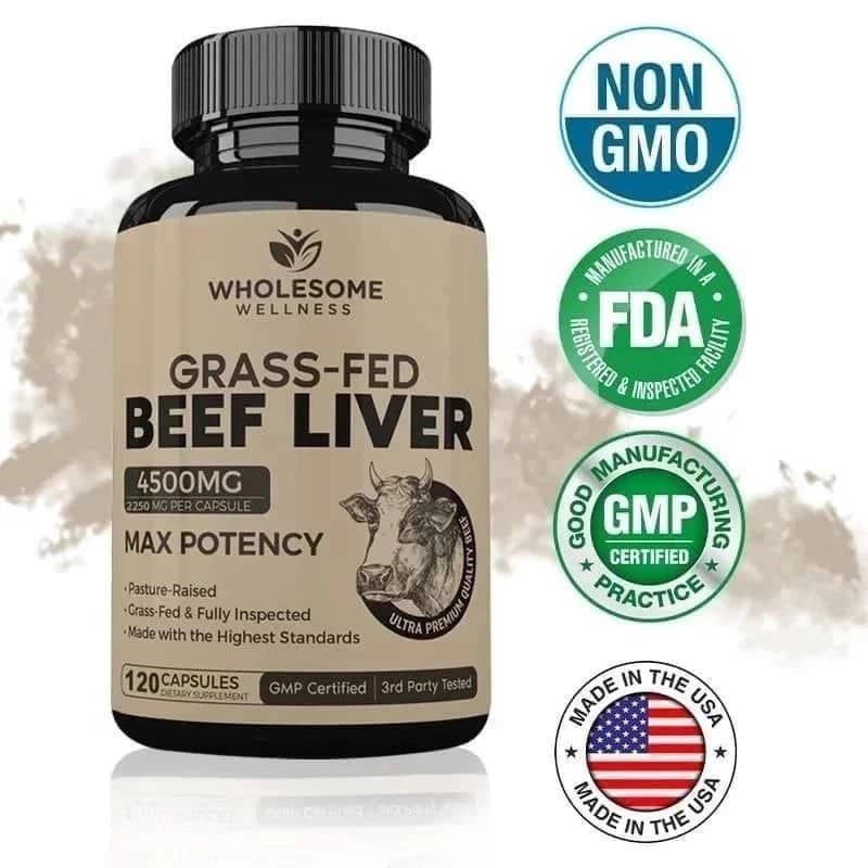 100% Original Products.120 Capsule.Fed Dried Beef Liver Supplement Support Immune System, Heart,Brain,Blood,Liver hea.Aa