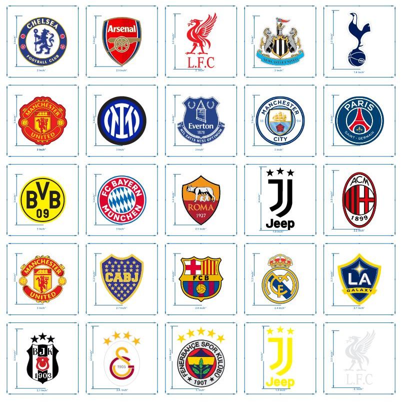 Mix Top European Club Logo Iron On HD MIX Team Badge Patch Lencana Lambang Team Bolasepak Top Dunia Heat Press