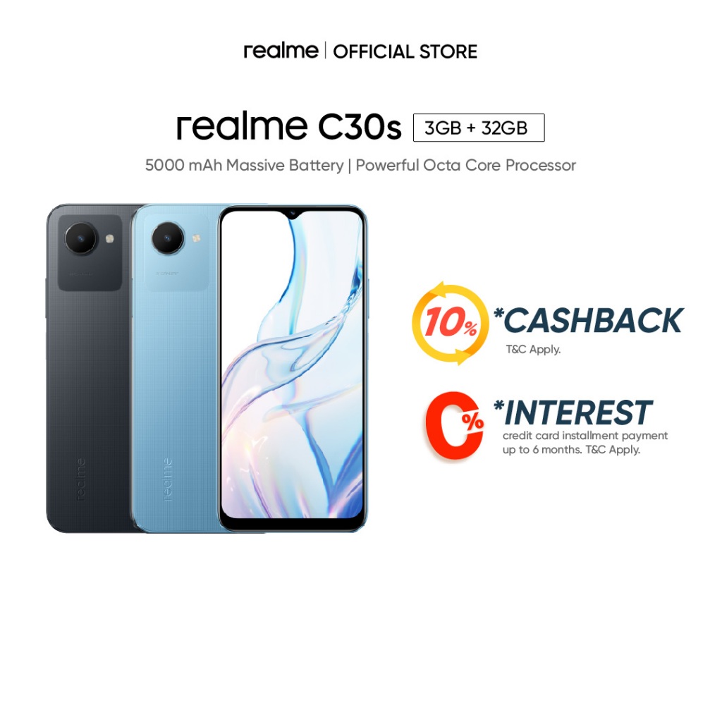 realme C30s (3+32GB) (3+64GB) | 8.5mm Ultra Slim Micro-texture Anti- slip Design | 5000mAh battery | 8MP AI Camera