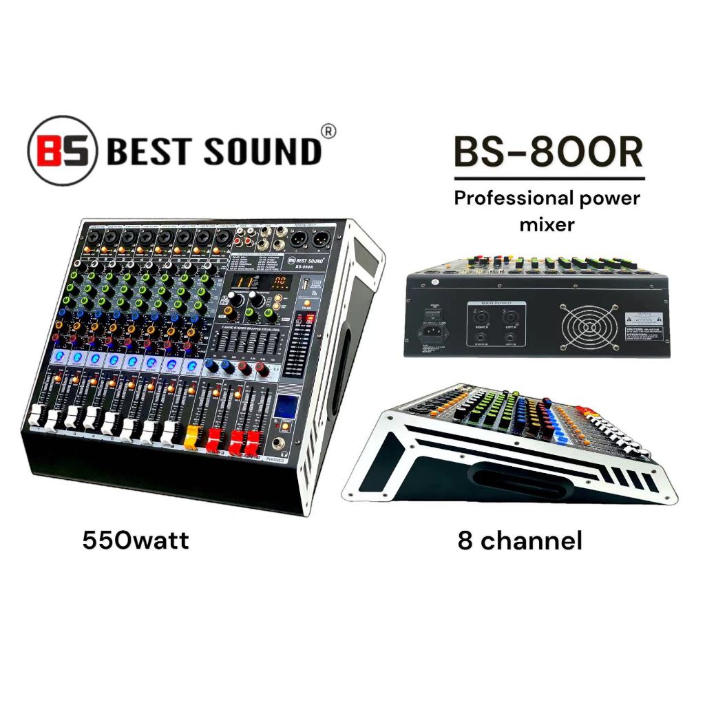 BS Best Sound Powered Mixer 8 Channel BS-800R( Ready Stock )