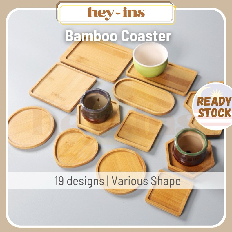 Bamboo Mugs Coaster Saucer Round Tray Square Coasters Teacup Holders Saucer Flower Pot Saucer杯垫 Dulang Kayu Lapik Cawan