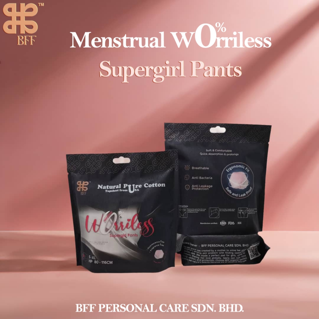 BFF Supergirl Pants S-XL 2pcs | Period disposable pants | Overnight Pants 超级少女裤 安心裤 S-XL 2件