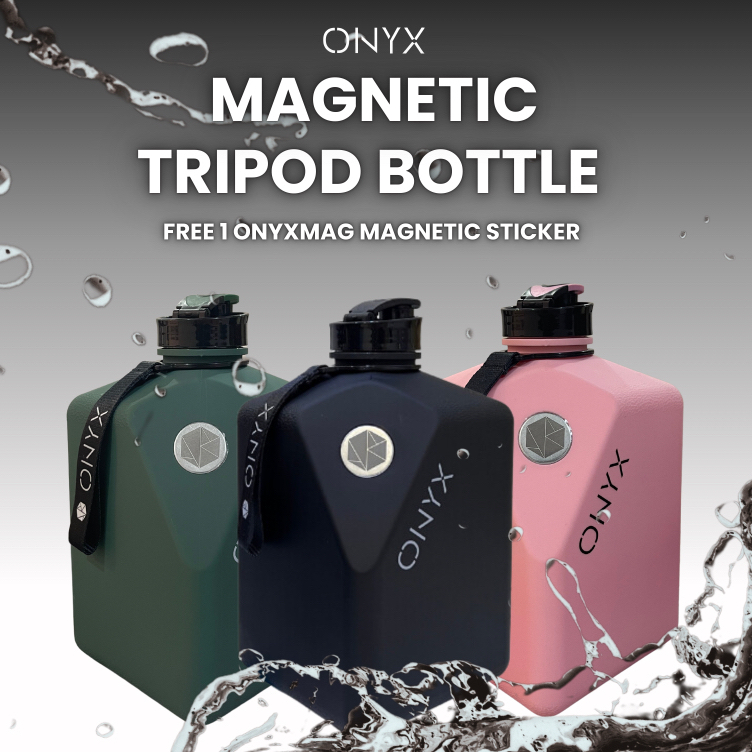 ONYX Bottle - 2.7L Oversized Magnetic Tripod Water Bottle Fitness Gym BPA FREE Accessories Leakproof