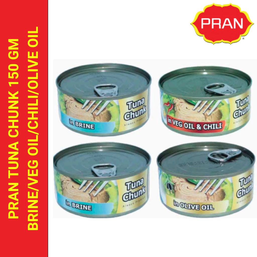 PRAN TUNA CHUNK BRINE/VEG OIL.& CHILI/OLIVE OIL