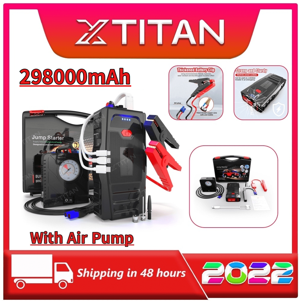 Lowest 298000mAh Car Jumper Power Bank Jumper Kereta Power Bank Car Pump Starter Car Tyre Jumper With Pump 充电宝 汽车启动电源