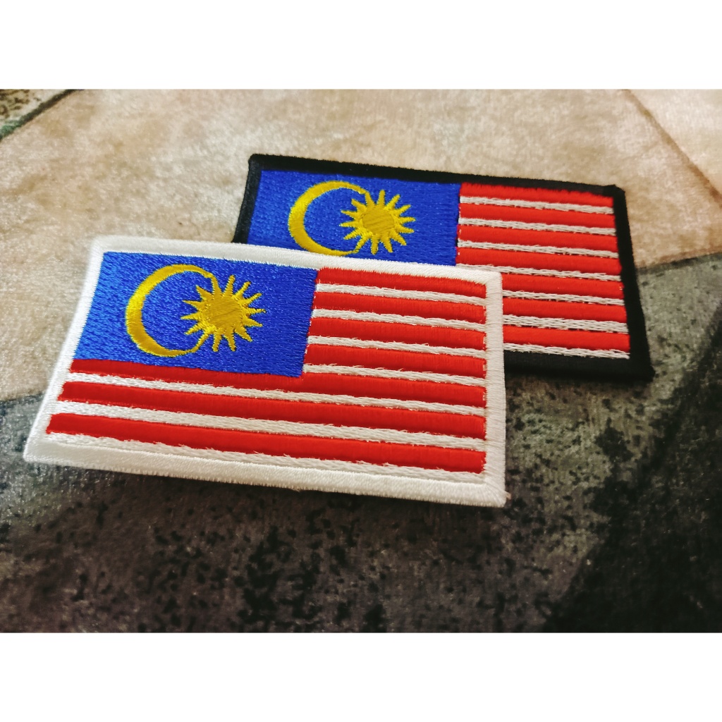 Patch Bendera Malaysia - 5cm x 2.5cm dan 7.5cm x 4cm Patches Malaysian Flag With Emroidery Sulam Iron On