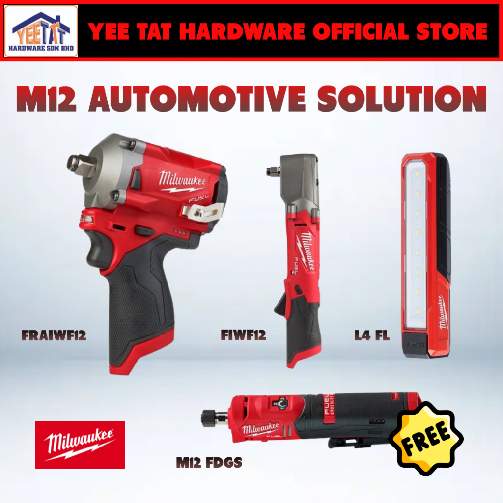 [ MILWAUKEE ] M12 AUTOMOTIVE SOLUTION WRENCH + GRINDER + FLOOD LIGHT