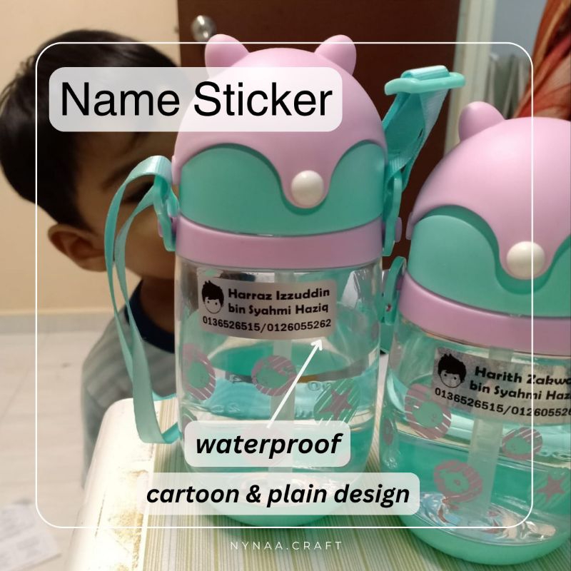 Sticker Nama Anak / Waterproof sticker / Sticker Label Murah (Plain design)