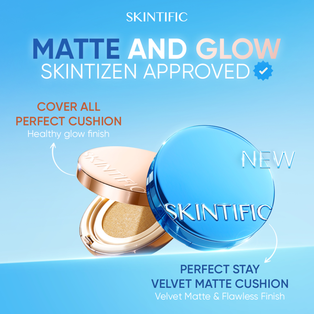 SKINTIFIC - Perfect Stay Velvet Matte Cushion Foundation Cushion 11ml+Cover All Perfect Cushion High Coverage Poreless