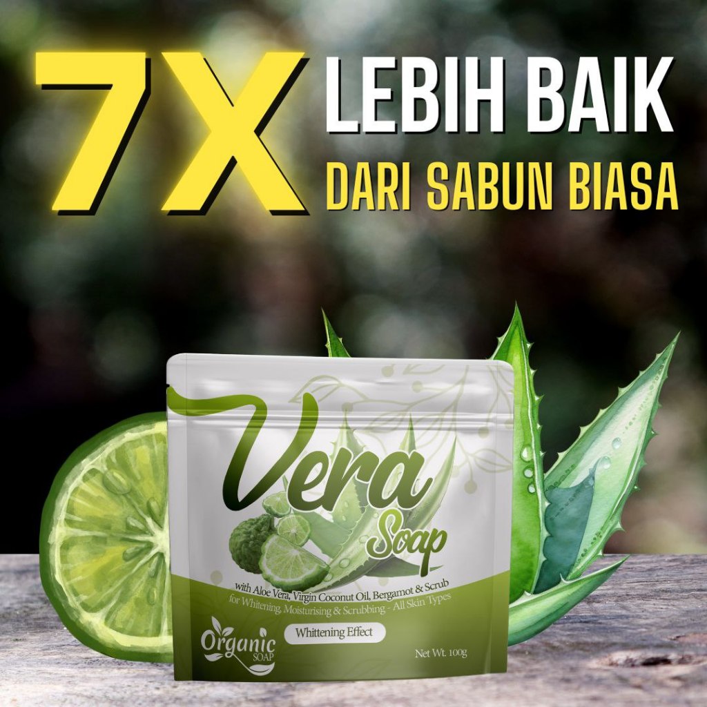 (100% HQ ORIGINAL) VERA SOAP WHITENING 100G ALOE VERA - 7X Lebih Baik Dari Sabun Biasa