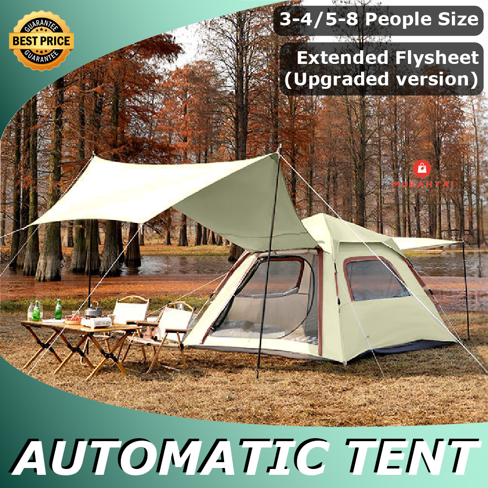 Extended Awning camping Tent automatic waterproof khemah automatik Outdoor Camping tent large Kemah besar murah family