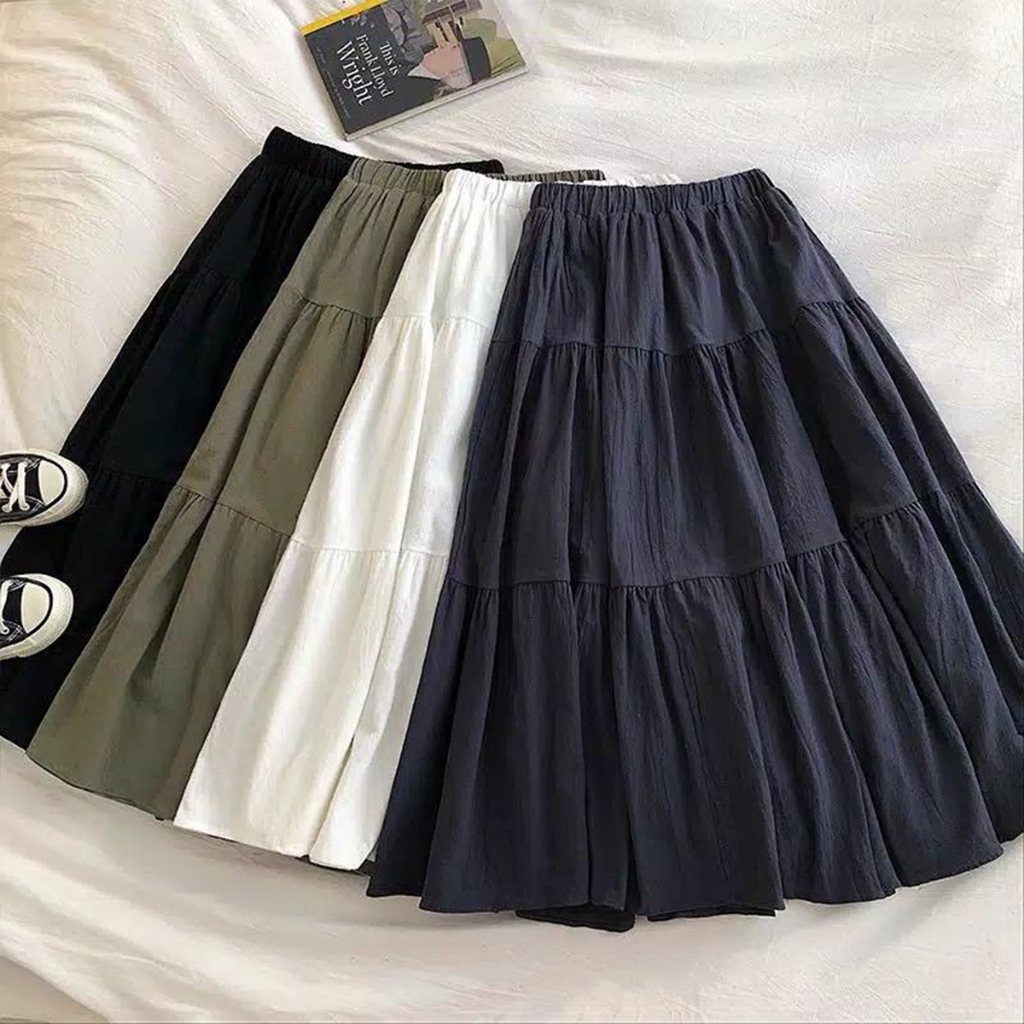 #4000A baju muslimah plus size pleated skirt perempuan viral terkini baju wanita murah cantik skirts for women