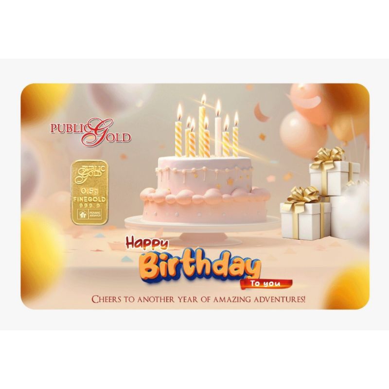 🇲🇾 Public Gold (0.5g) 999.9 Happy Birthday New Look Gold Bar