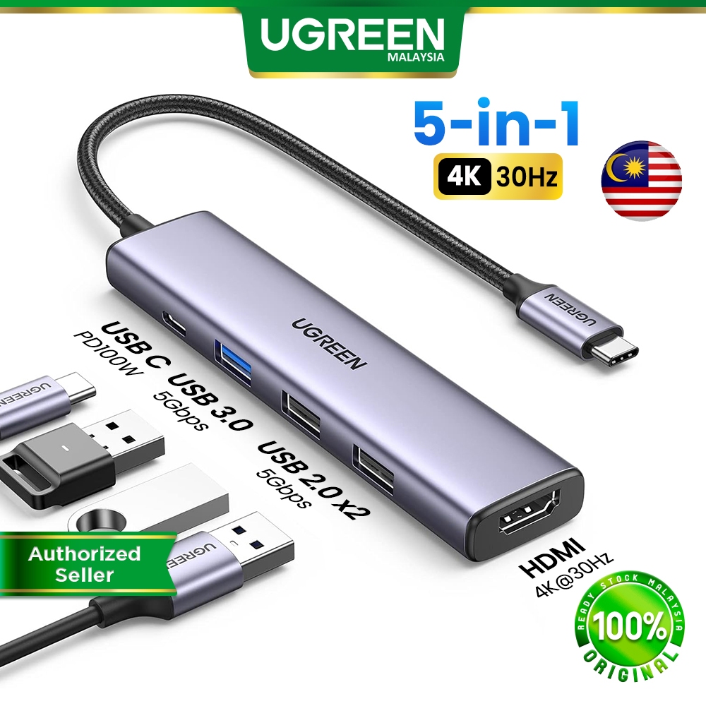 UGREEN 5 IN 1 USB C Hub USB 3.0 HDMI 4K30Hz PD100W Adapter MacBook Air Dell MSI iPad iPhone 17 Pro Max Samsung S25 Ultra