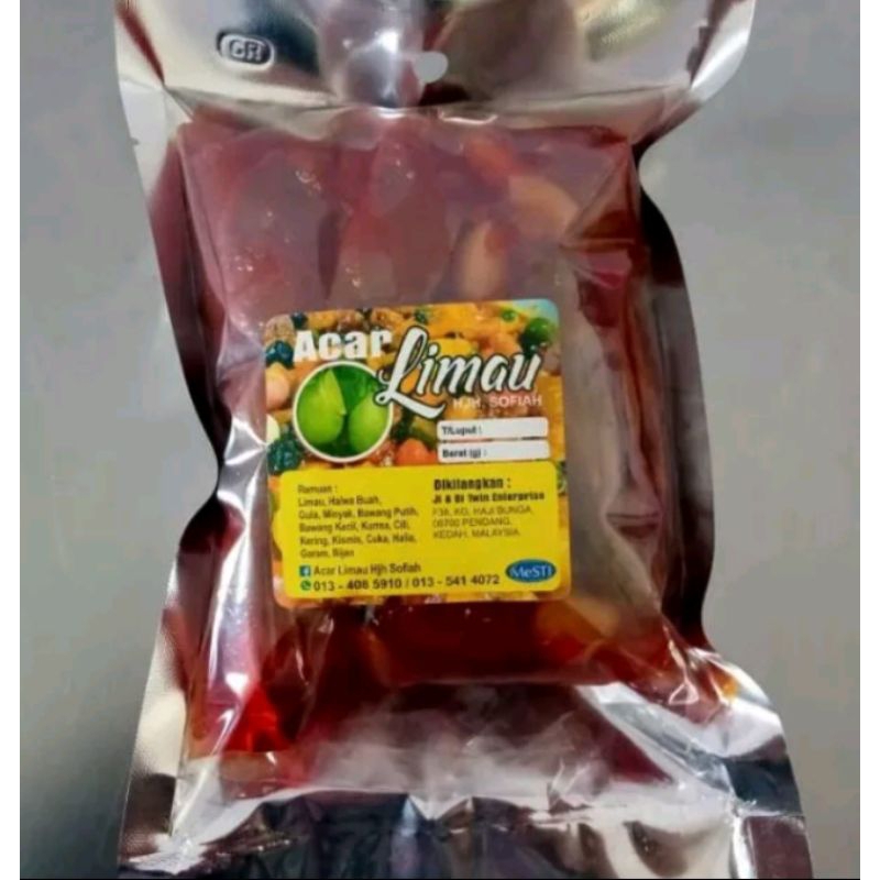 Acar Buah Limau Hjh Sofiah utara/ kedah (240g dan 500g)