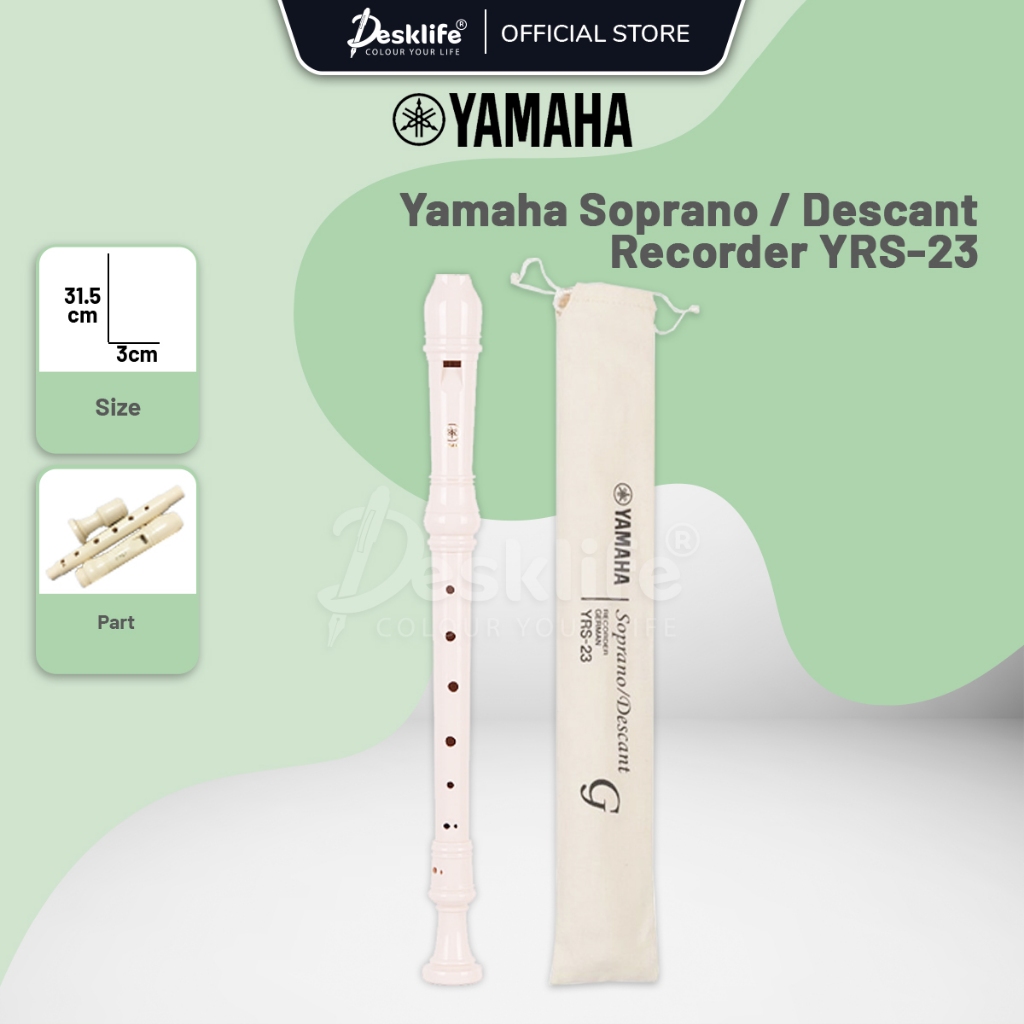 Desklife Yamaha Soprano / Descant Music Recorder (YRS-23) - (PCS) Seruling Alat Musik Rekorder Educational Kids Flute