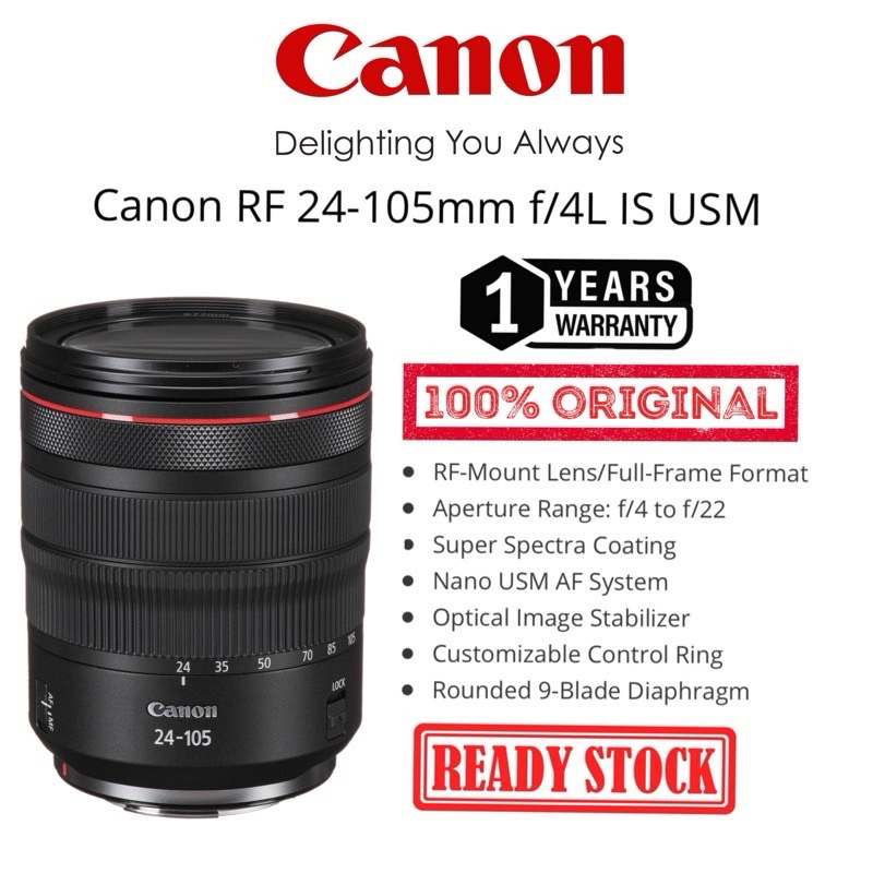 CANON RF 24-105mm F/4L IS USM RF-Mount/Full Frame Format Optical images stabilizer