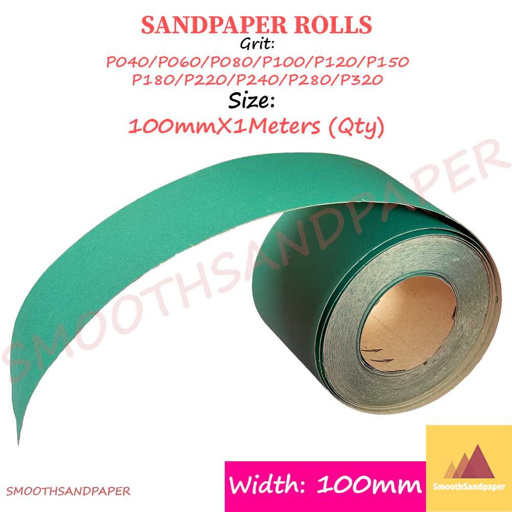 Sandpaper Roll Aluminium Oxide (Hijau) Kertas Pasir (Green) 100mmX1Meter 木工铁工砂纸卷 image 5