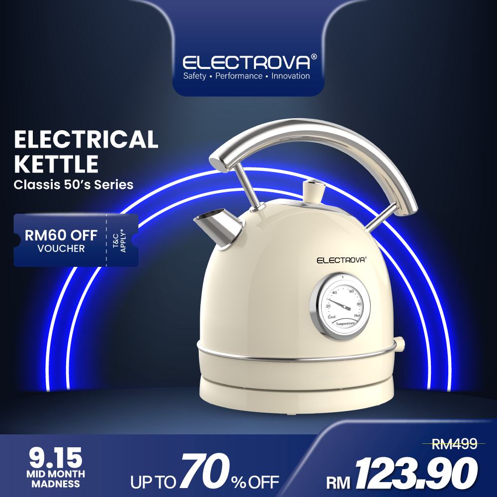 Electrova Classic 50's Series Stainless Steel Electric Kettle (1.8L)