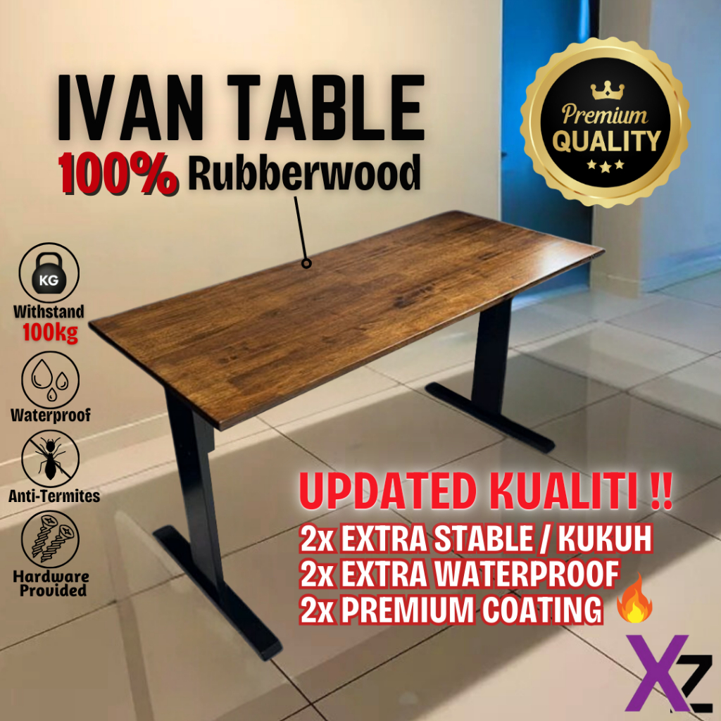 Ivan Table made of 100% Solid Rubberwood Study Table/Working Table/Gaming Table/Office Table/Meja Belajar/Standing Desk