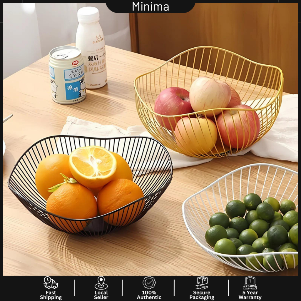 MINIMA Nordic Style Fruit Basket Egg Tray Bowl Storage Organizer Keranjang Bakul Buah-Buahan 铁艺水果篮