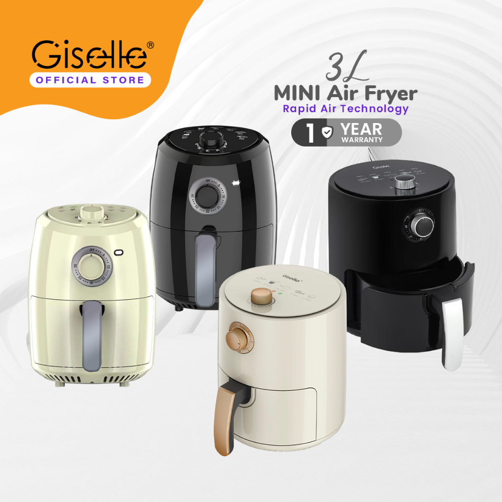 Giselle Air Fryer with Timer & Temperature Control - Black/Cream White (3.0L/1000W) KEA0196/KEA0198