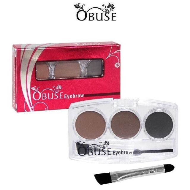 Original Thailand OBUSE Travel Size Eyebrow Kit with Application Brush - Set of 3 Colours OB-039