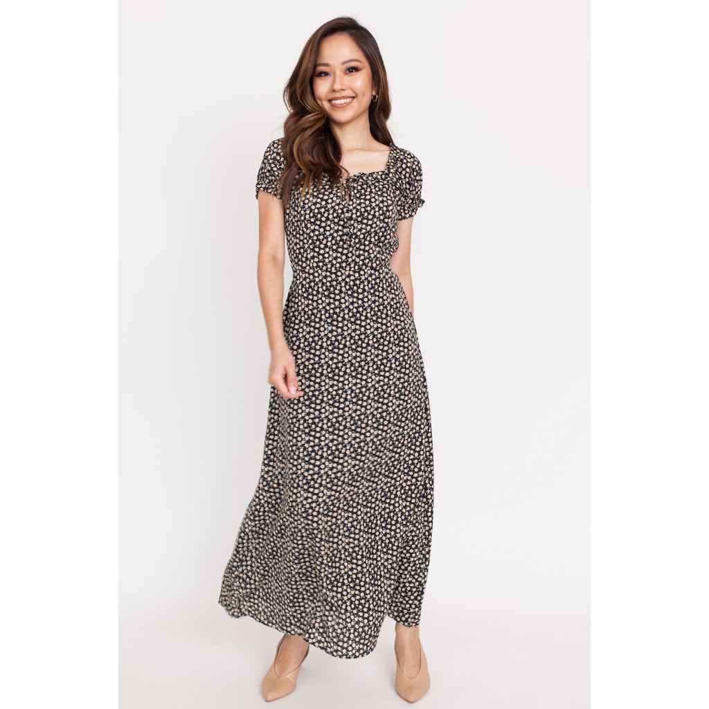 Daisy Print Tie Maxi Dress