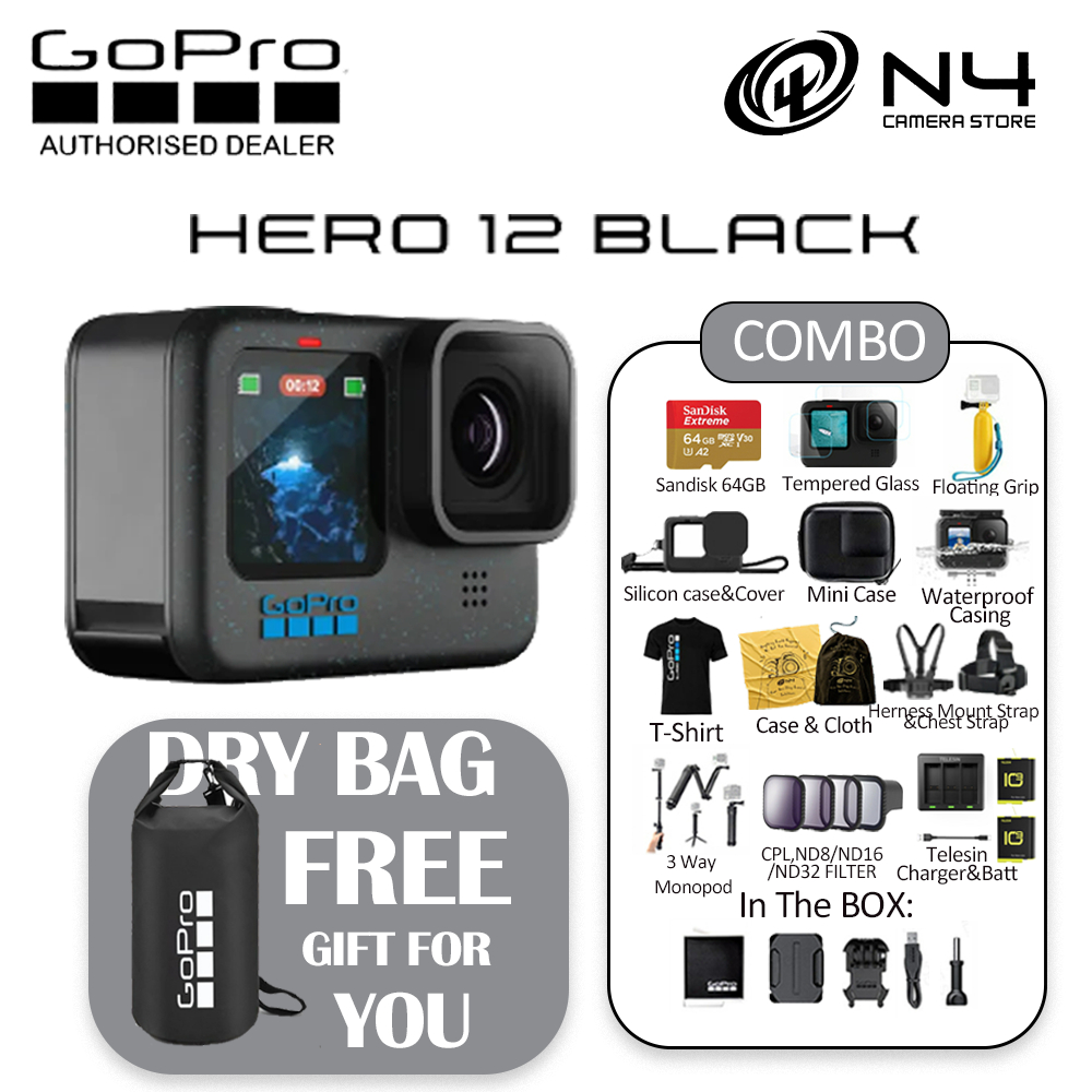 [NEW LAUNCH]Gopro HERO 12 Black / HERO12 5.3K60 27MP Hypersmooth 6.0 10-Bit HDR Video Action Camera