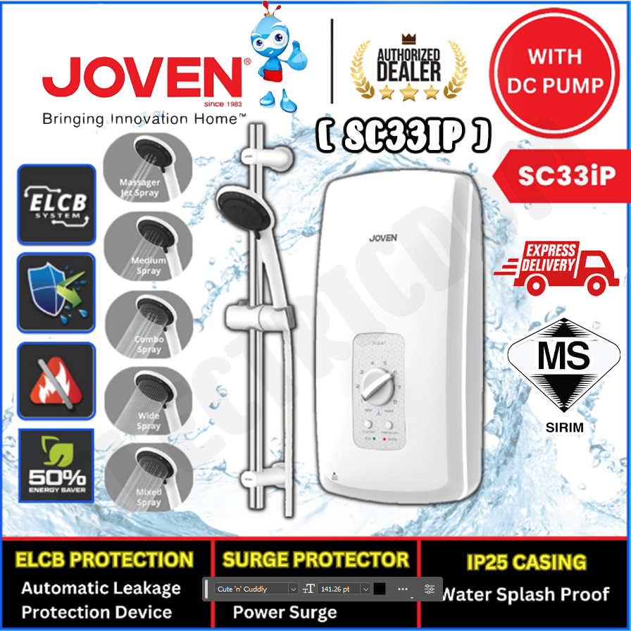 JOVEN/DEKA SC33IP/SA10E/SA8E/PREMIO INSTANT WATER HEATER WITH DC INVERTER PUMP & WITHOUT PUMP (WHITE/BLACK)-PEMANAS AIR