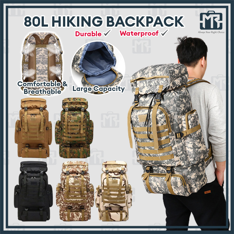 MR 80L Outdoor Hiking Backpack Waterproof Camo Tactital Backpack Large Capacity Travel Camping Bag Military 大容量户外登山背包