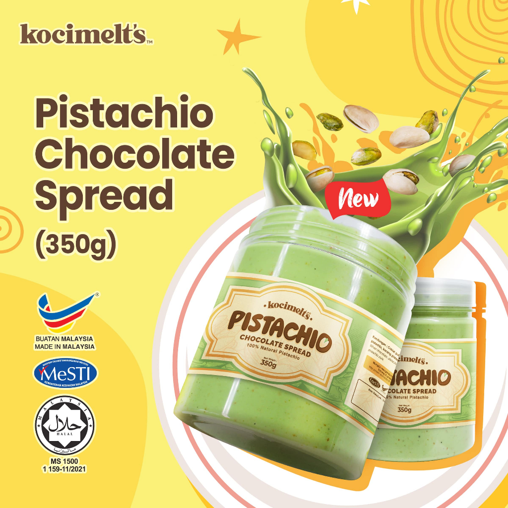 Pistachio Chocolate Spread by Kocimelt's 350gram | Pistachio Paste | Kacang Cerdik | Cookies Dip