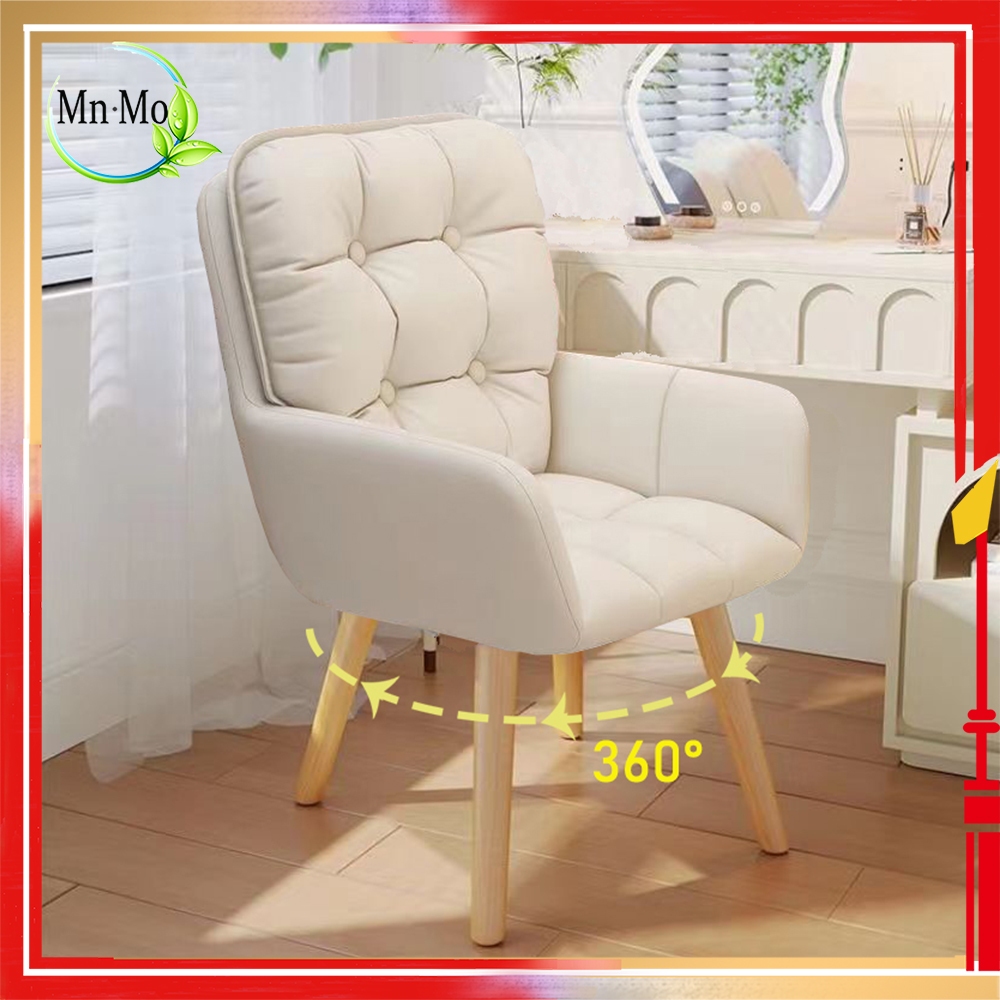 Wing Chair Nordic Arm Chair Solid Wood Legs Dressing Stool Backrest Study With Seat Pad Home Soft Dining Chair Kerusi