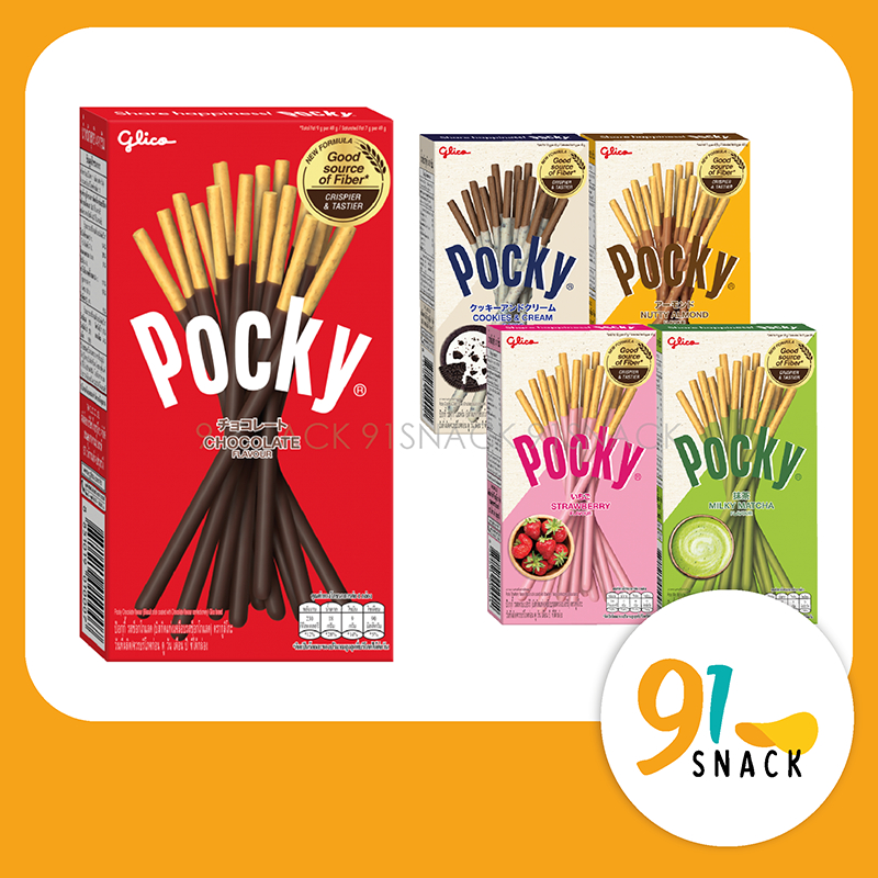Thailand GLICO Pocky Biscuit Sticks 泰国零食 Biskut Chocolate/Cookies & Cream/ Matcha/Strawberry/Nutty Almond (39g-49g)