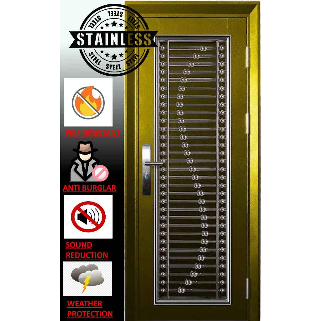 Pintu Keselamatan security door malaysia kedai pintu All in One Security door #Lowest price RM1399 (open outside only.