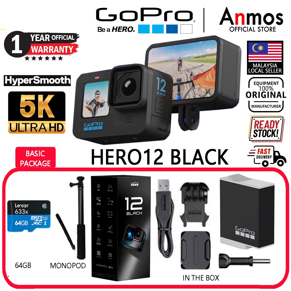 [NEW LAUNCH]Gopro HERO 12 Black / HERO12 5.3K60 27MP Hypersmooth 6.0 10-Bit HDR Video Action Camera OFFICAL 1 YEAR GOPRO