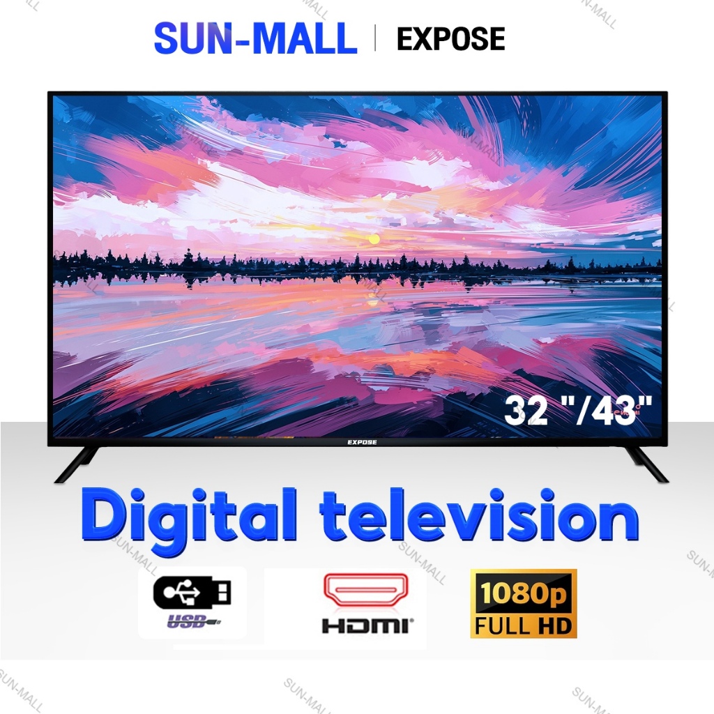 Digital TV 32 Inch EXPOSE Television 4K LED TV 43 Inch FHD 1080P With HDMI/VGA/USB 5-Year Warranty