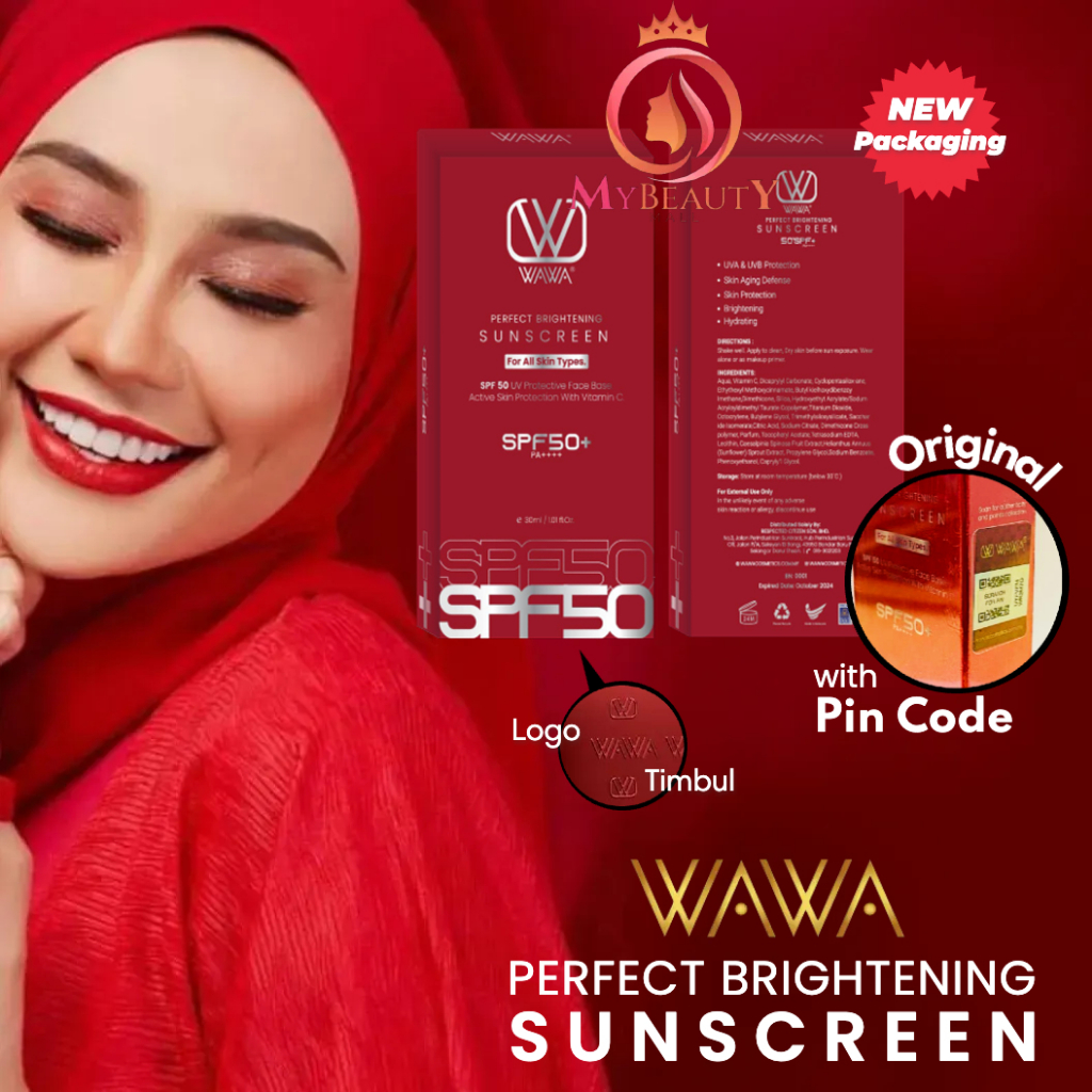 Wawa Sunscreen Original HQ w Pin Code / Wawa Zainal Perfect Brightening Sun Screen Sunblock Protector Pelindung Matahari