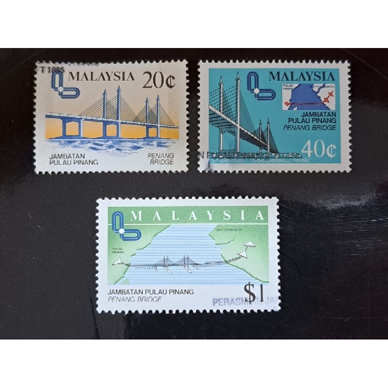 1985 Malaysia Setem Jambatan Pulau Pinang Stamps Opening of Penang Birdge Complete Set of 3v USED