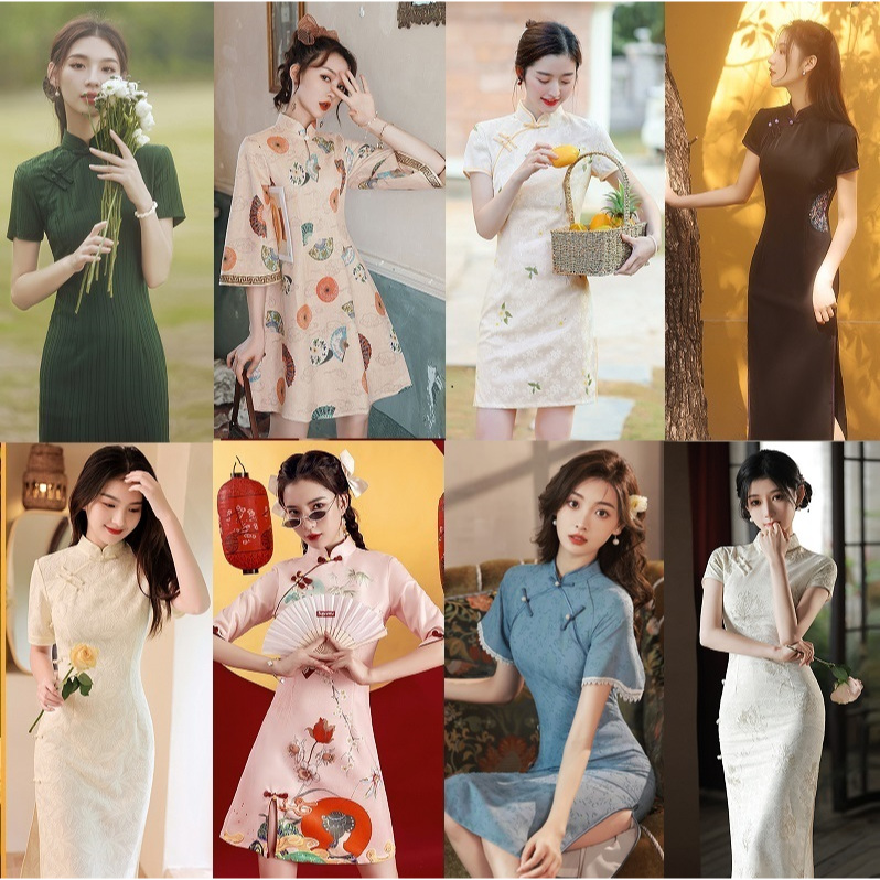 daidai (Ready Stock) Women Cheongsam Cheong Sam Qi Pao Chinese New Year CNY Traditional Dress 国潮旗袍新款改良版中国风年轻款小个子短款炸街连衣裙女