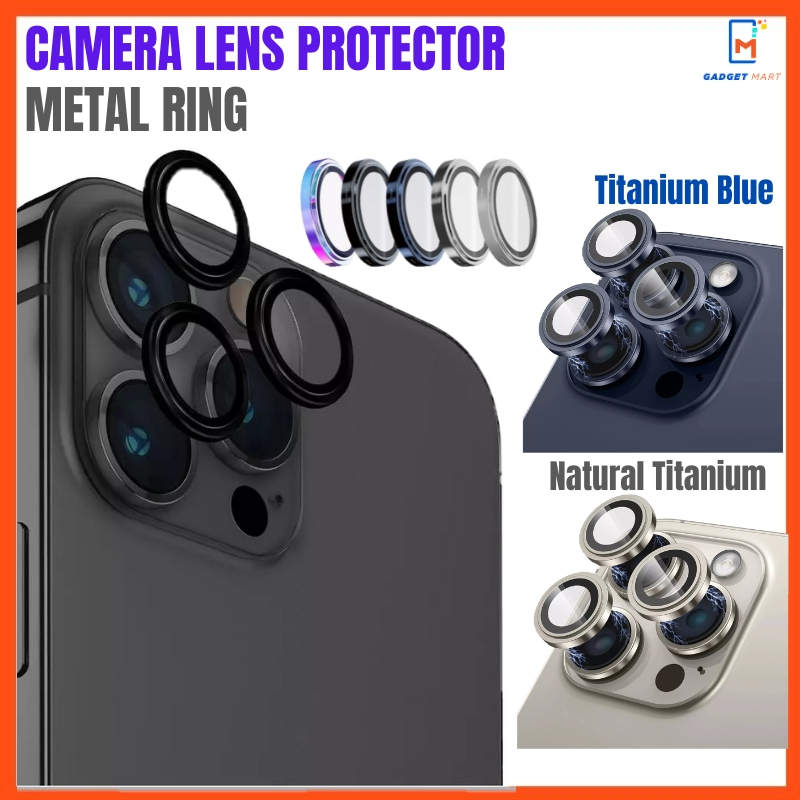 Natural titanium blue IPHONE 15 PRO MAX 15 PLUS 12 11 MINI Camera lens protector Ring metal alloy glass back lens