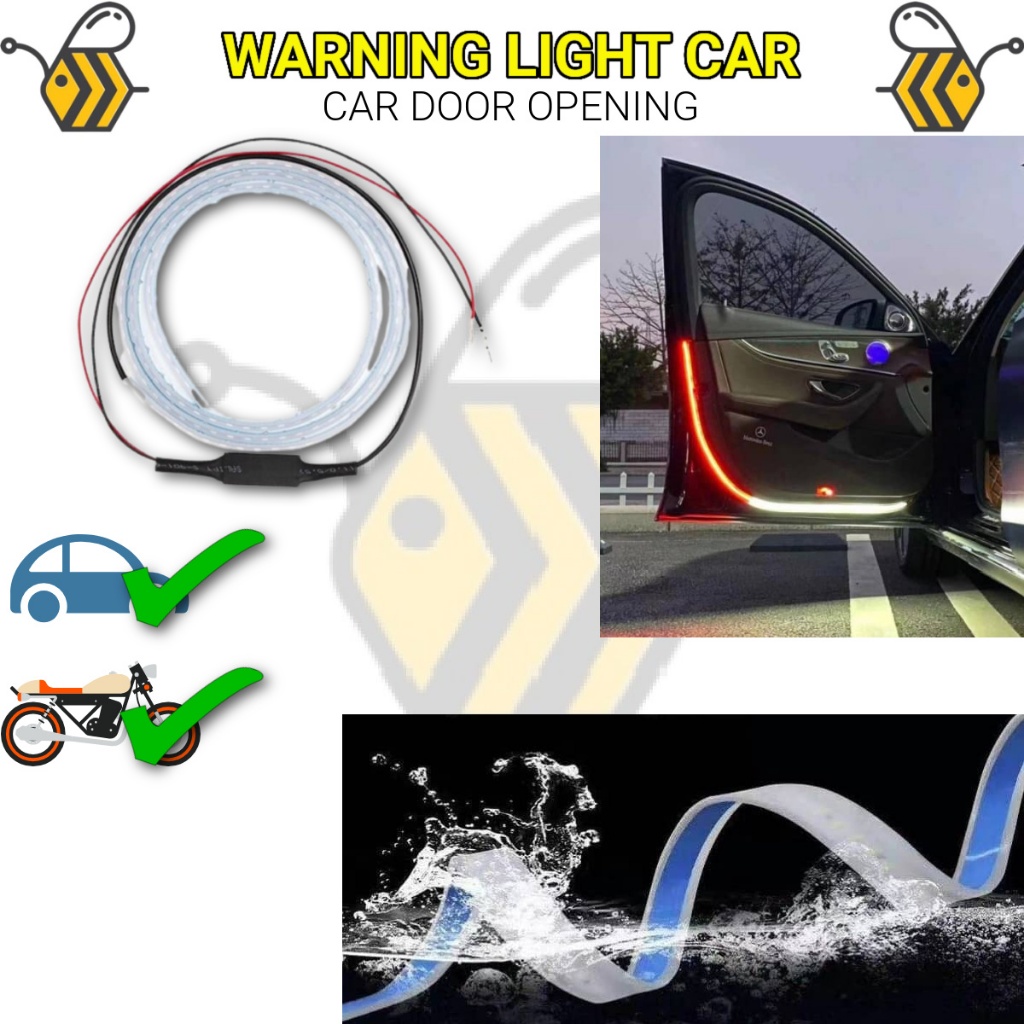 Car Door Opening Warning Light Welcome Lights Strip LED Strobe Flashing Anti Rear End Collision Safety Lamps Car Door At