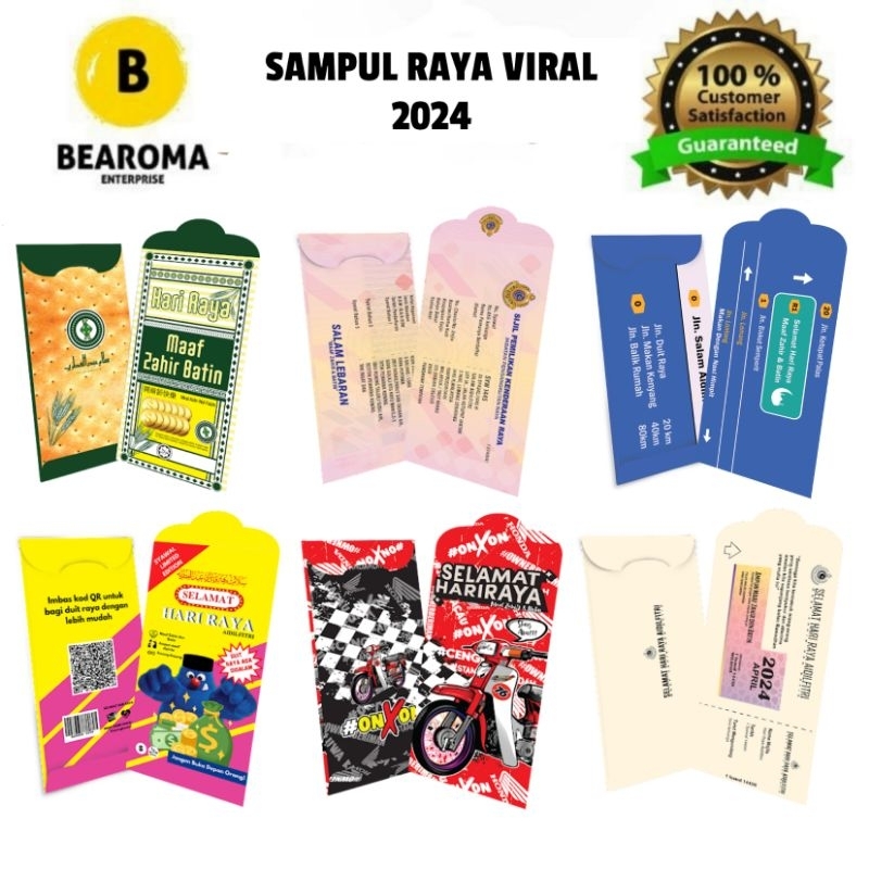 10pcs Sampul Duit Raya Viral 2024 Design Rare Terkini