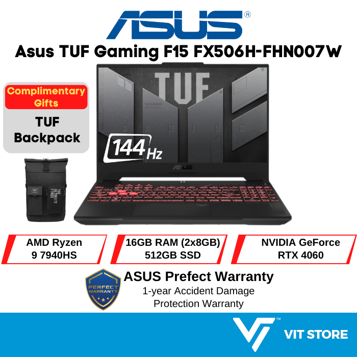 Asus TUF Gaming A15 FA507X-VLP029W AMD Ryzen 9 7940HS 16GB 512GB RTX 4060 15.6'' FHD W11 Gaming Laptop