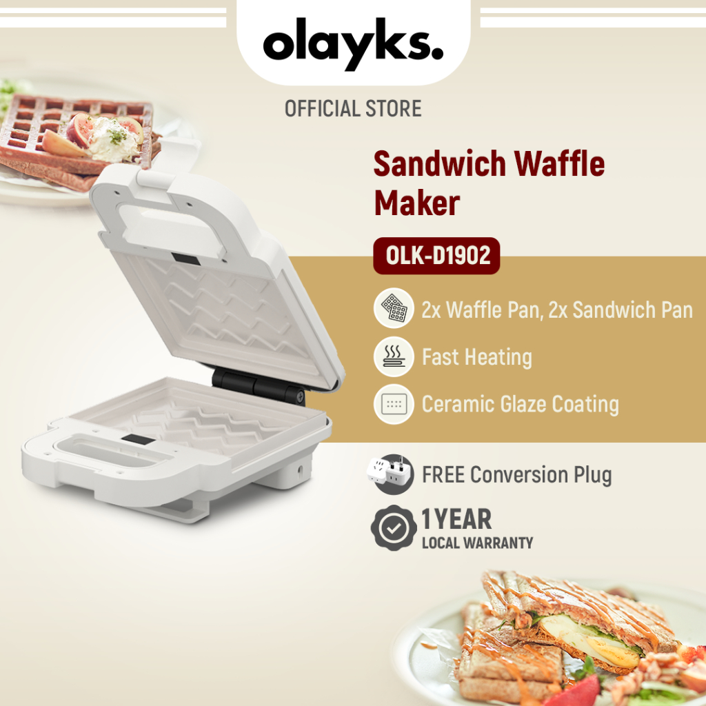 Olayks 2 in 1 Sandwich Maker Waffle Maker Breakfast Toast Maker Bread Toaster Maker  烤三明治机 华尔夫机