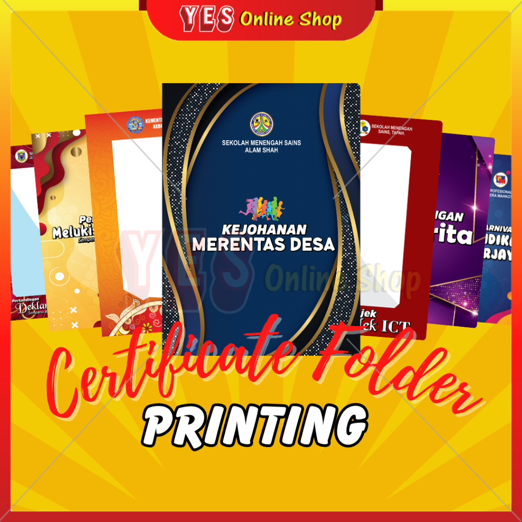 10pcs CUSTOM DESIGN,NAME & LOGO CERTIFICATE FOLDER/HOLDER A4 with PVC / FOLDER SIJIL CUSTOM A4 dgn Design, Nama & Logo