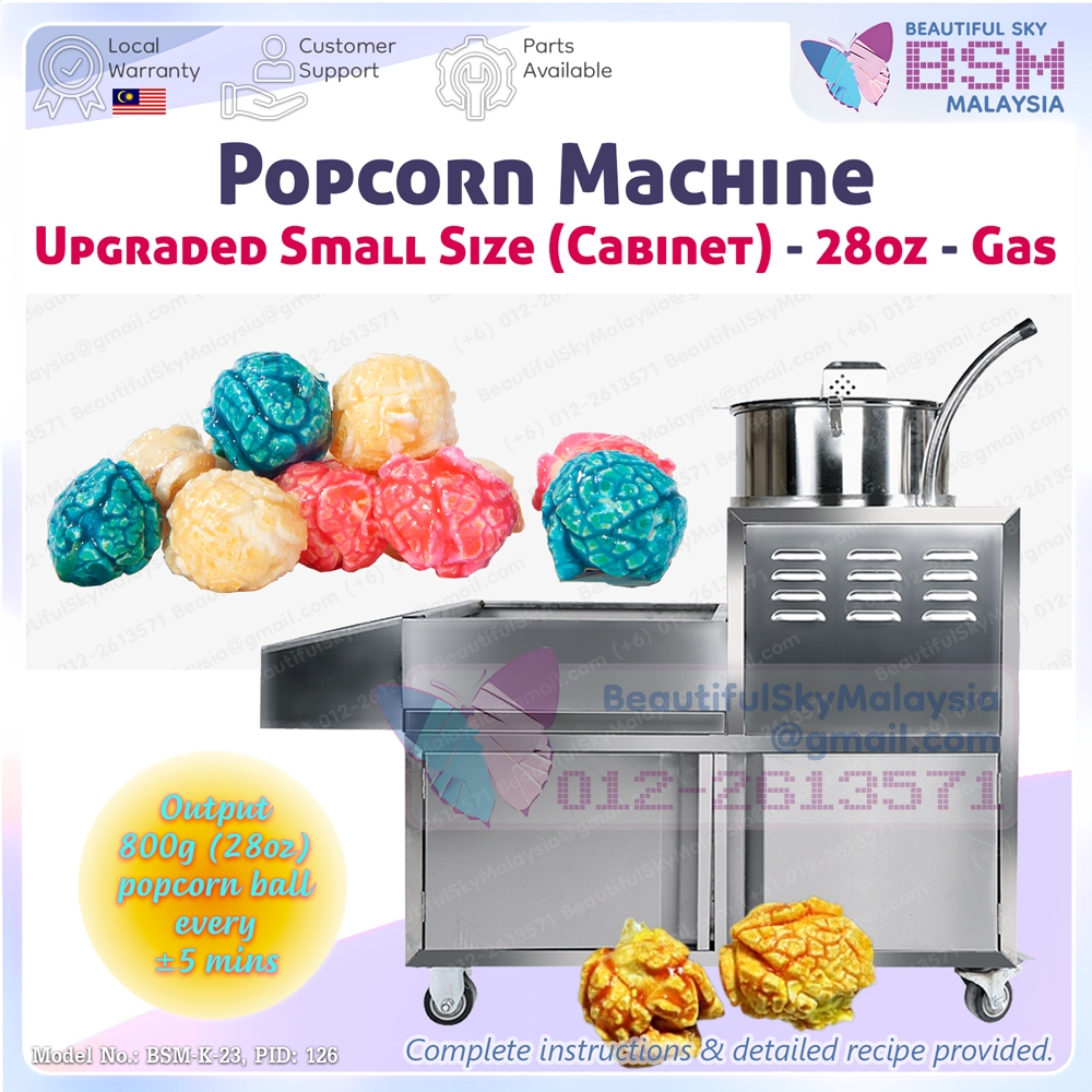 Small Upgraded Mesin Pop Corn Maker Cabinet 28oz Popcorn Machine Ball Storage Gas Commercial Auto Heavy Duty Production